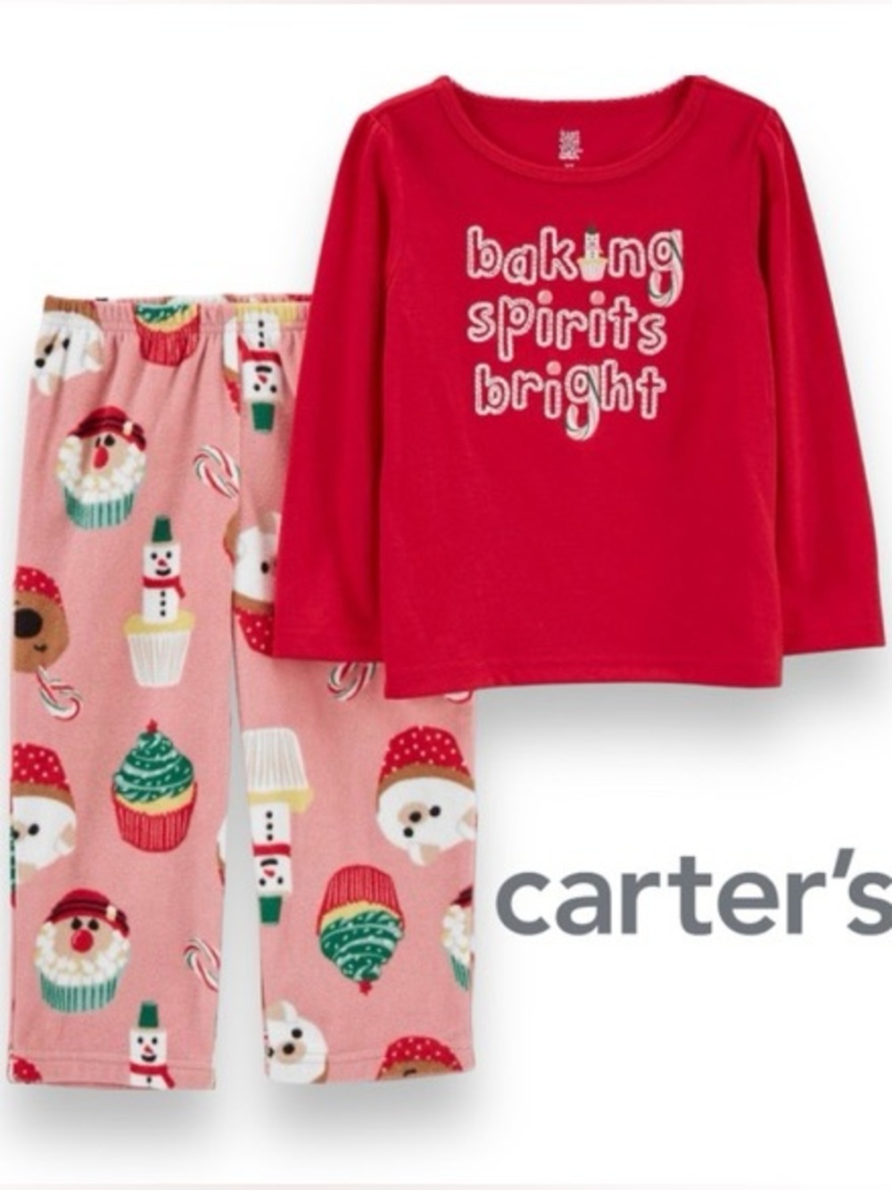 Carter's Red and Pink 'Baking Spirits Bright' Kids Christmas Holiday Pajama Set